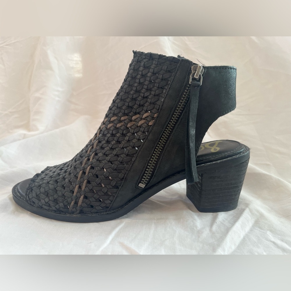 Sam Edelman Black and Brown Leather Woven Block Heel the Cooper - Picture 2 of 10